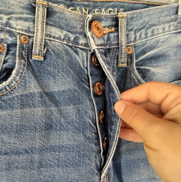 American Eagle Medium Wash 90's Boyfriend Jeans‎ Button Fly Cotton Size 2 - Picture 7 of 9
